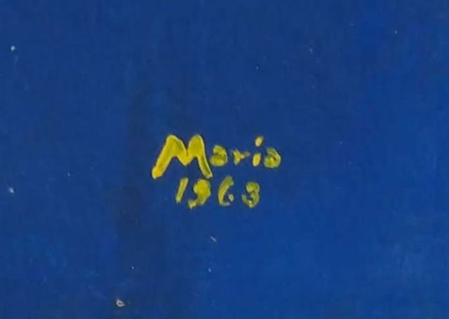 CUADRO VINTAGE AL ÓLEO, Gallo Blanco 1963, firmado