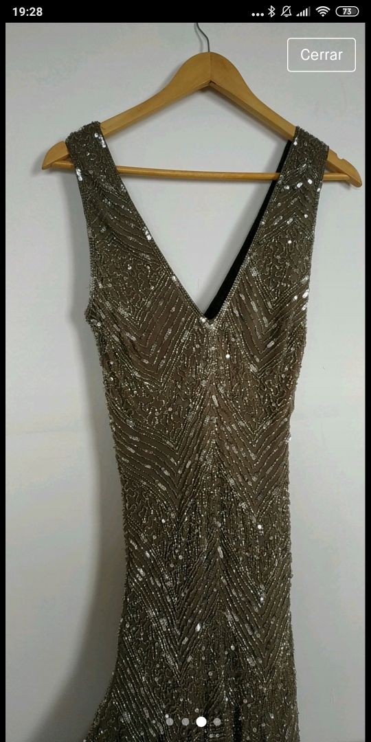 Vestido champán y pedrería Adolfo Domínguez