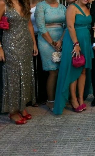 Vestido champán y pedrería Adolfo Domínguez