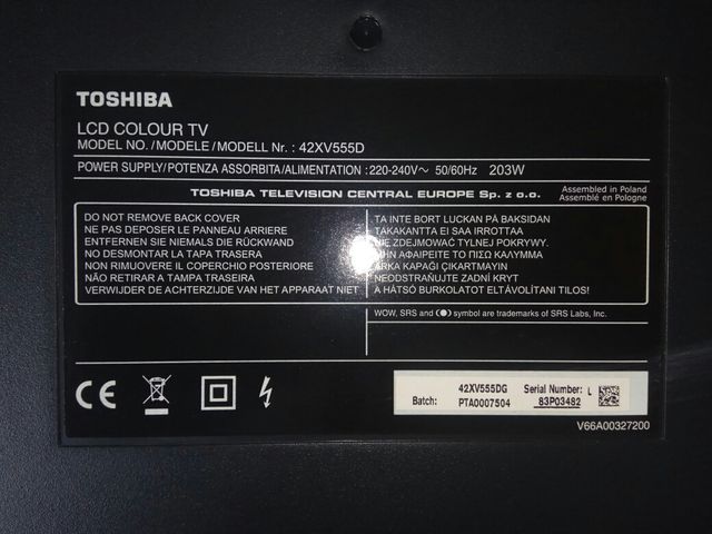 SRV217WW PLACA DE ALIMENTACIÓN TV TOSHIBA REGZA