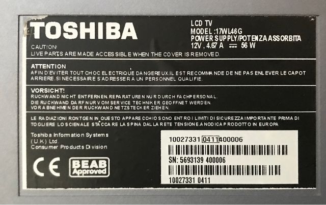Nuovo Toshiba 17w L46G - TV LCD da 17
