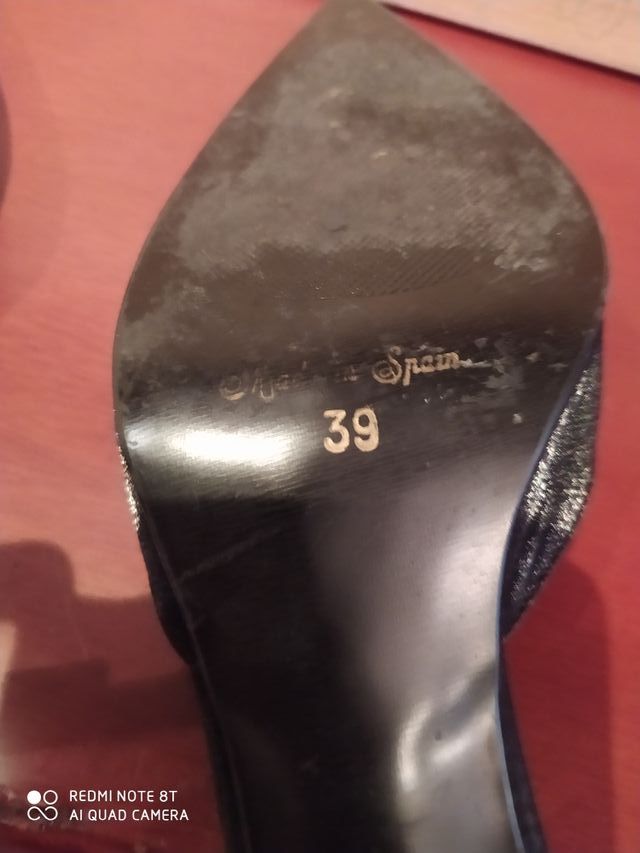 Zapatos negros raso, fiesta o noche con pedreria