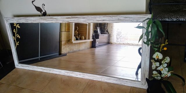 Espejo Decapado y Envejecido Blanco Roto