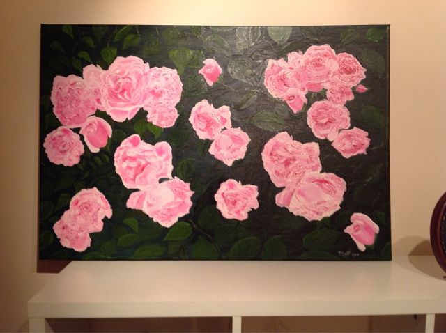 Cuadro al óleo de rosas