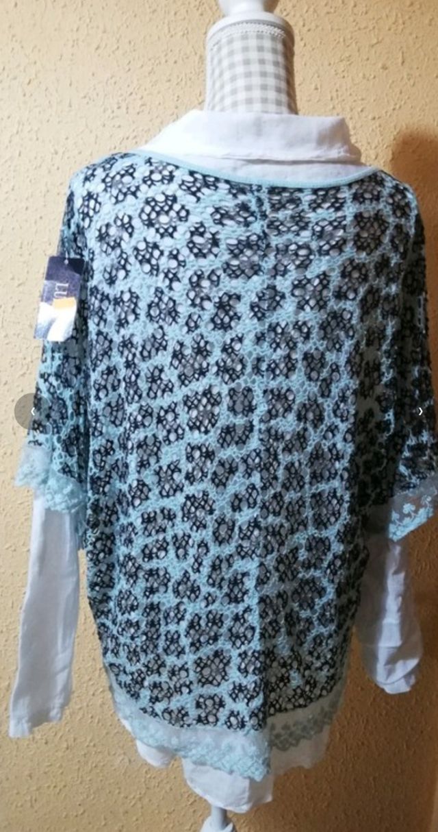 Blusa doble calado y encaje