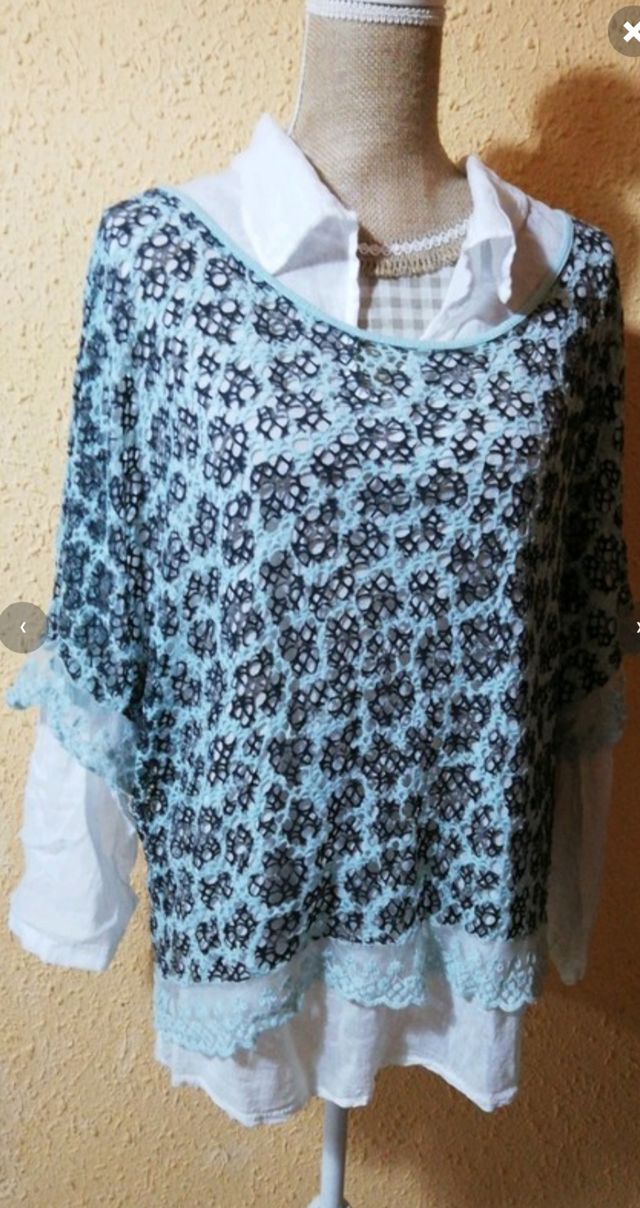 Blusa doble calado y encaje