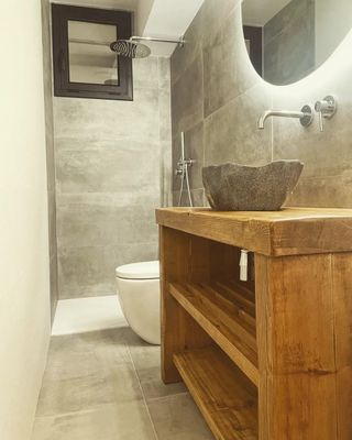 Mueble Baño Rustico 2 Baldas Rejilla sobre 7 cm