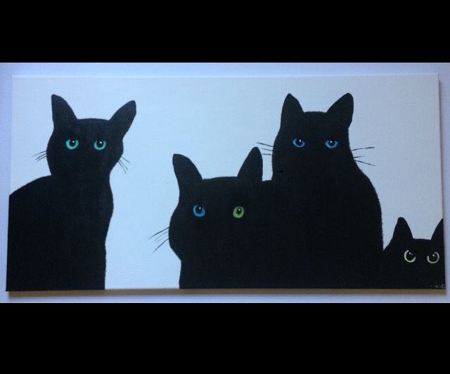 Lienzo gatos negros 80x40