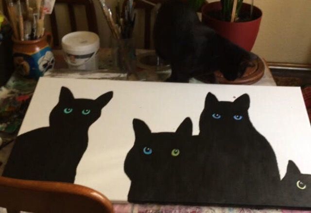 Lienzo gatos negros 80x40