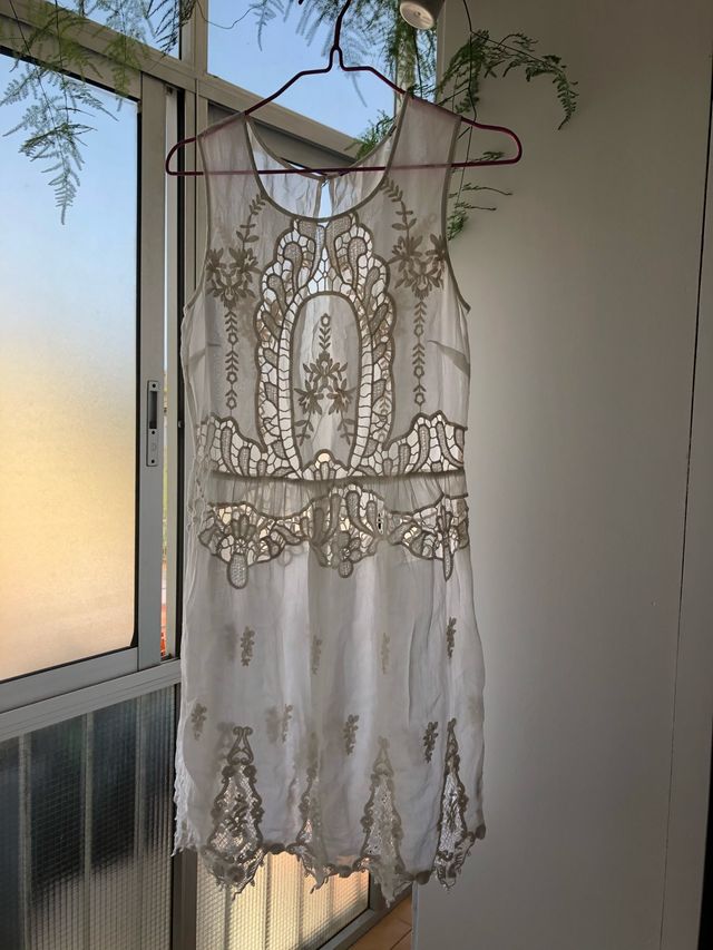 Vestido Vintage blanco roto talla S