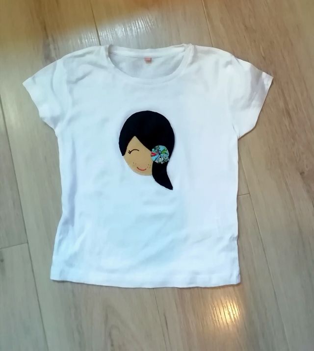 Camiseta blanca niña manga corta