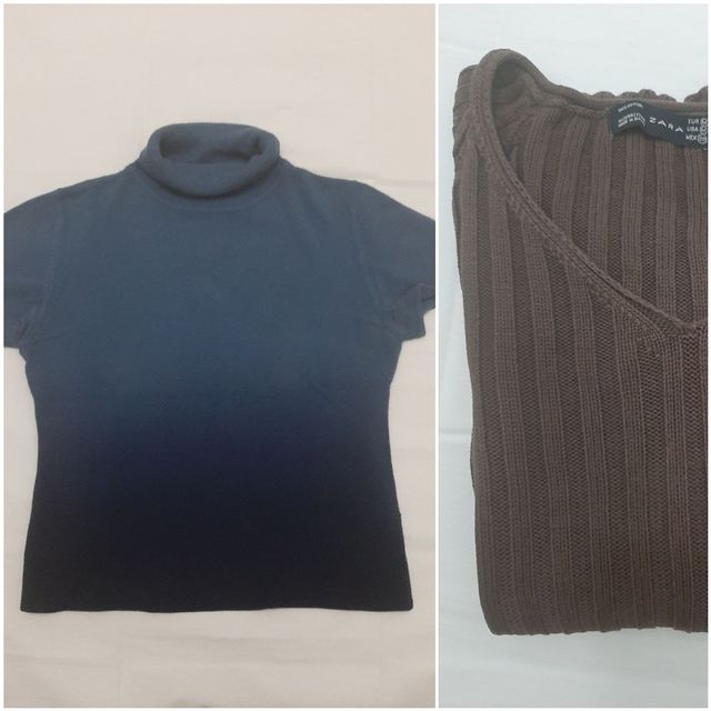 Lote 2 jerseys.Azul degradado- Marrón escote pico