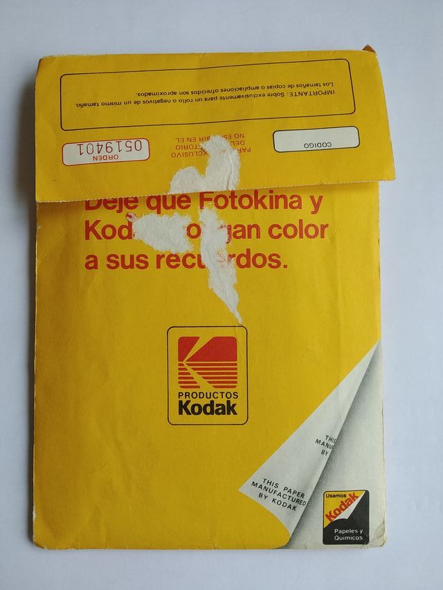 SOBRE DE REVELADO DE FOTOS