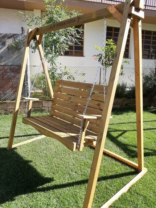 Columpio Exterior madera natural jardín terraza de segunda mano por 655