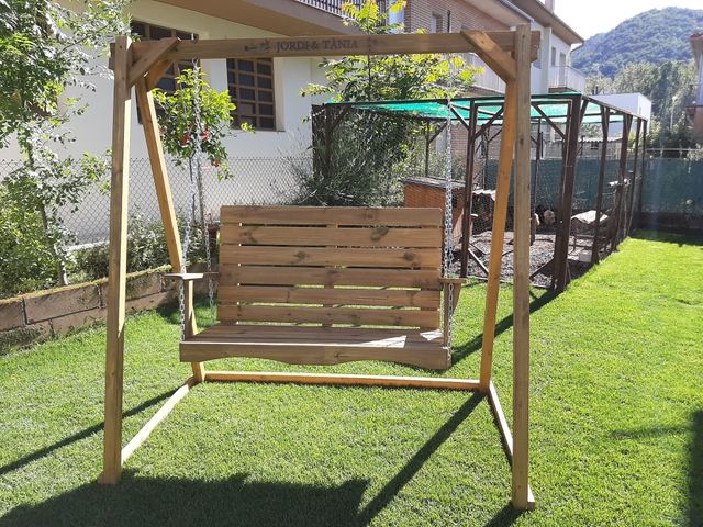 Columpio Exterior madera natural jardín terraza de segunda mano por 655