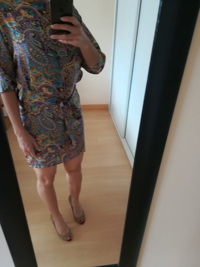 Vestido con cinturón,media manga talla XS