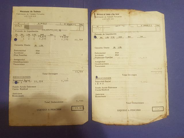 Nóminas Estibador Asturias 1982 1/2