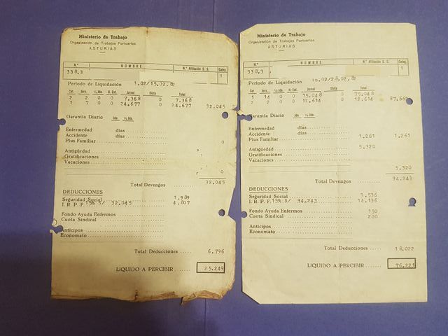 Nóminas Estibador Asturias 1982 1/2