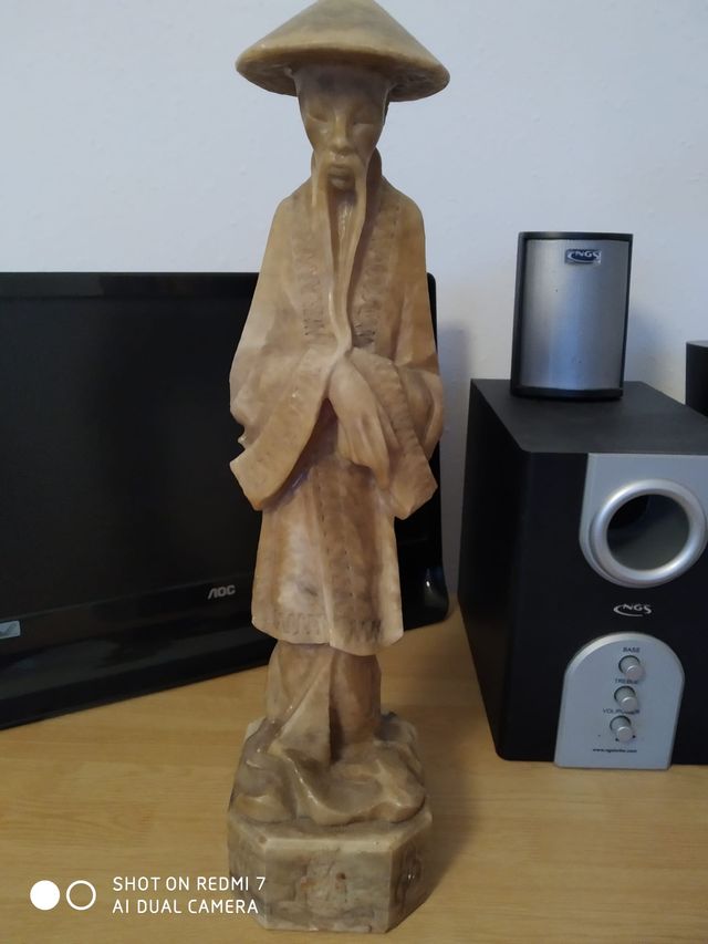 Chino Mandarín base de lámpara,mármol labrado 45cm