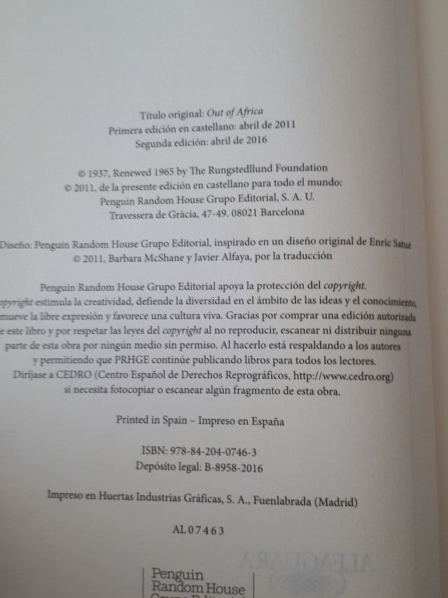 Libro Memorias de África 