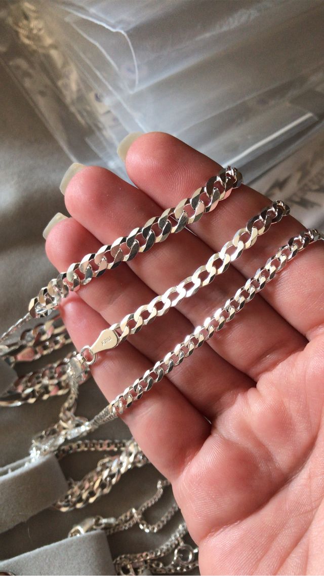 Cadenas barbada en Plata de Ley 925