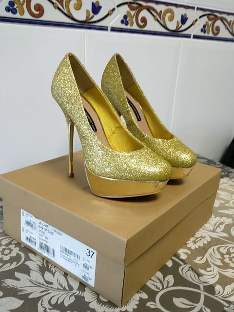 Zapatos de satén tacón de mujer talla 37