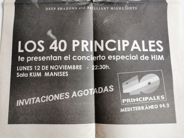 Hoja Periódico Promocion HIM Concierto