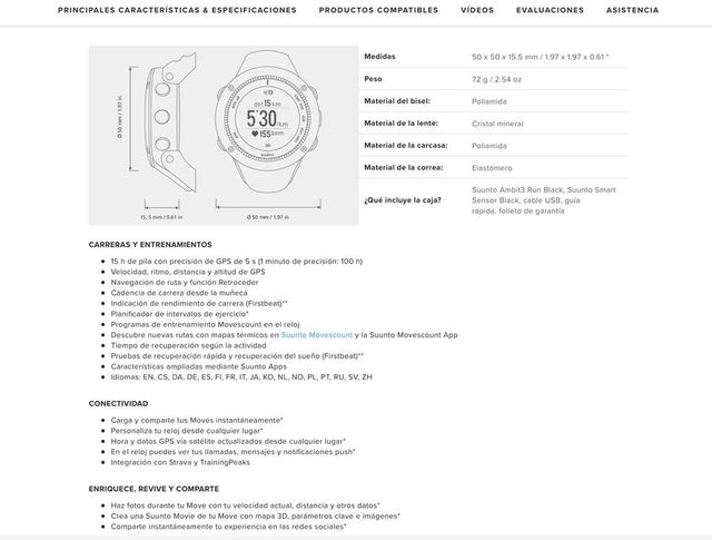 RELOJ SUUNTO  AMBIT 3 RUN BLACK HR