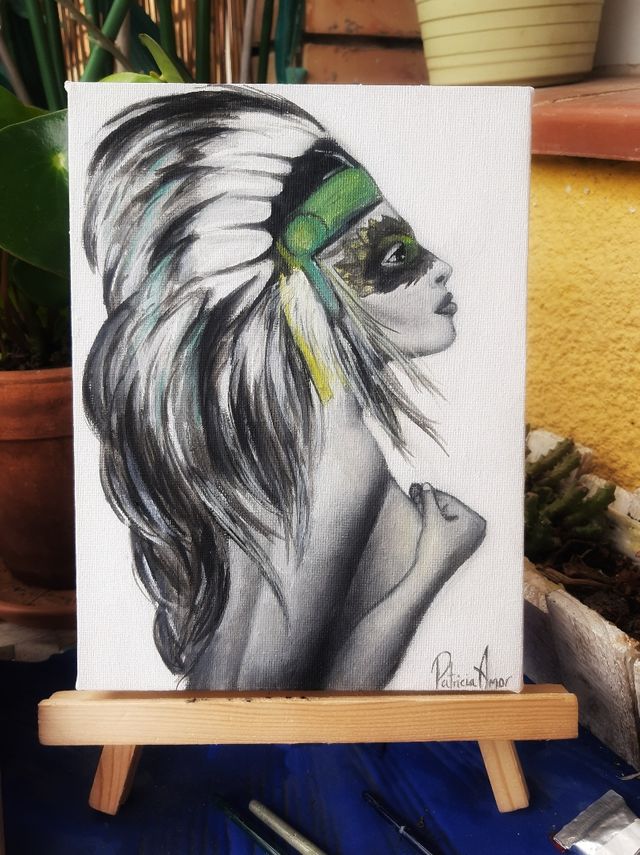 cuadro con caballete india