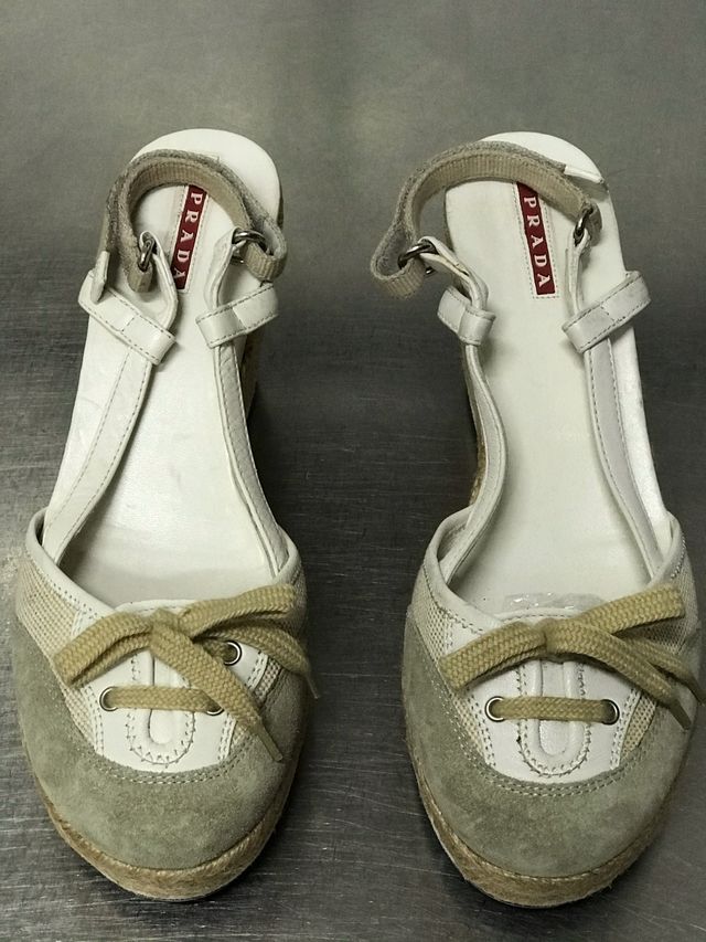 SANDALIAS plataforma PRADA T. 38 con CAJA