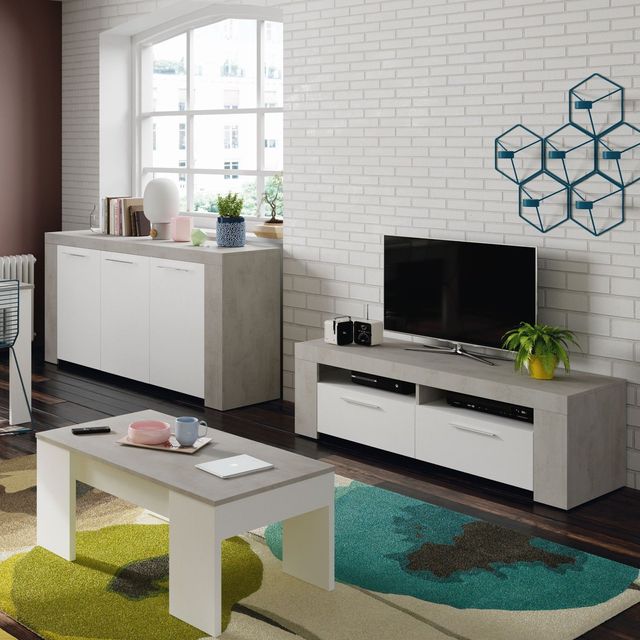 APARADOR MODERNO SALÓN O COMEDOR BLANCO Y GRIS de segunda mano por 199