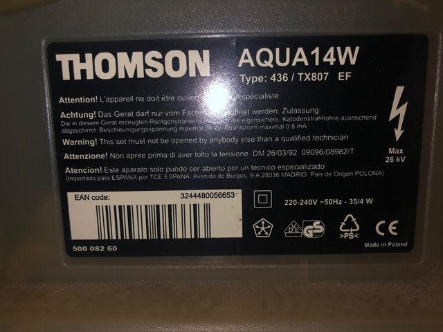 TV CRT Thomson Life Aqua 15 pulgadas