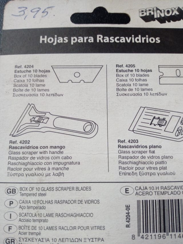 Hojas para rascavidrios