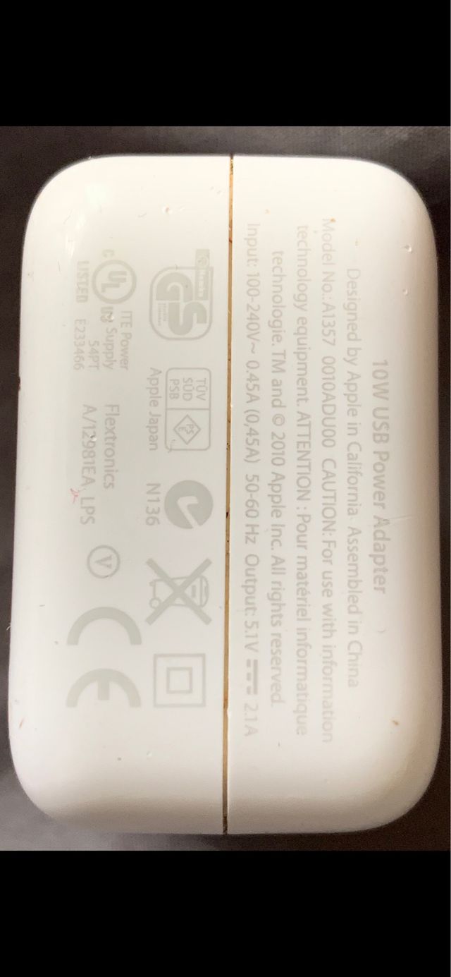 Cargador iPad 10W Apple