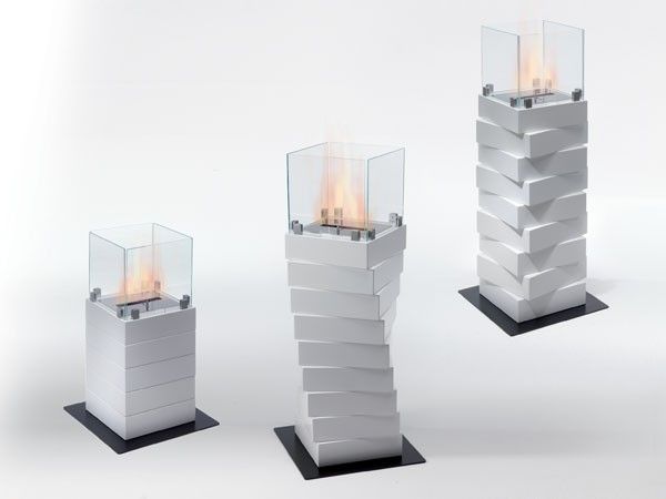 Chimenea etanol (50 o 90 alto) blanca tipo columna de segunda mano por