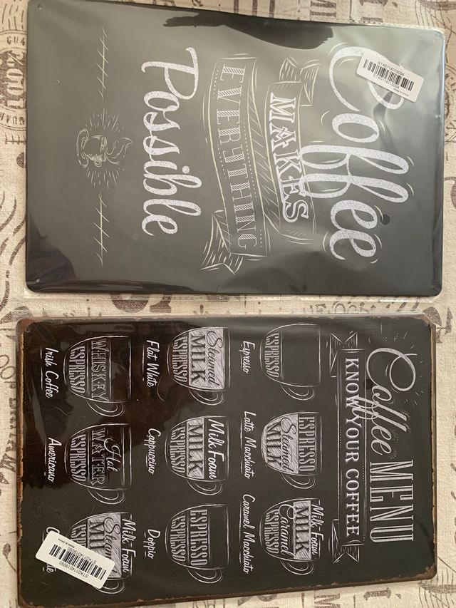 Placas metal cocina adorno cafe