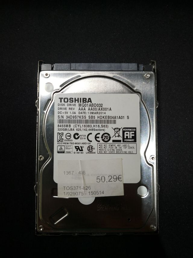 Disco duro interno 2,5" 320GB Toshiba