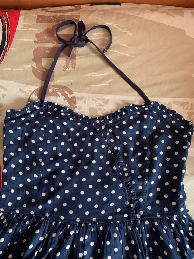 Vestido azul lunares zara fiesta/verano