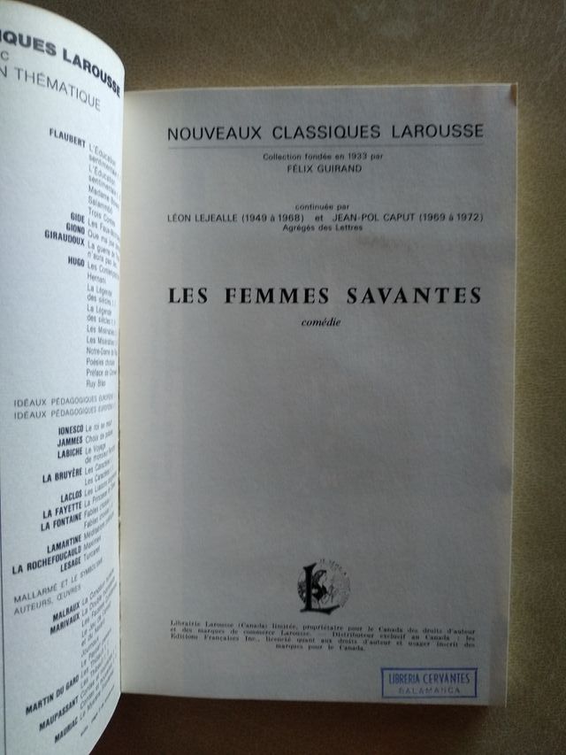 LES FEMMES SAVANTES (Molière)