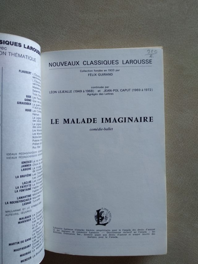 LE MALADE IMAGINAIRE (Molière)