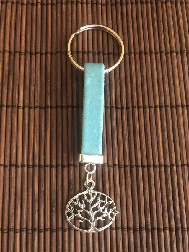 Llavero corcho natural azul