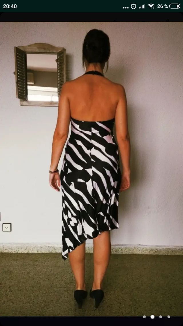 Vestido de fiesta blanco y negro