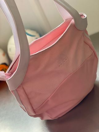BOLSO ASIDAS ROSA Y BANDAS BLANCAS NUEVO