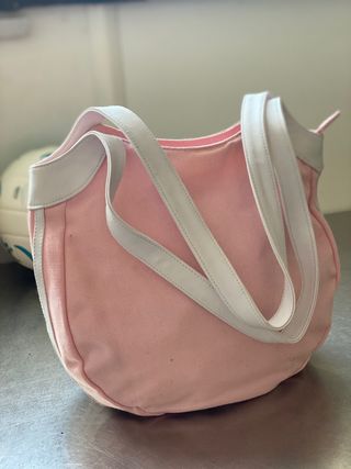 BOLSO ASIDAS ROSA Y BANDAS BLANCAS NUEVO