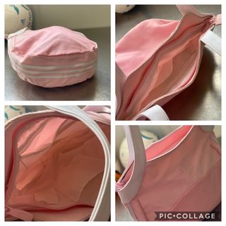 BOLSO ASIDAS ROSA Y BANDAS BLANCAS NUEVO