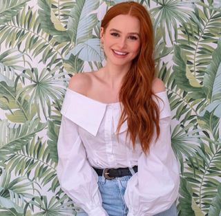 Zara blusa escote barco hombros off shoulder de segunda mano Blusa con escote barco blanca Zara de segunda mano por 15