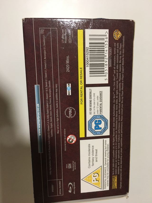 Star Wars the clone Wars 1-5 blue ray