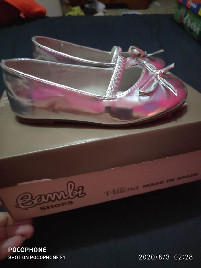 zapatos de niñas color plata número 23