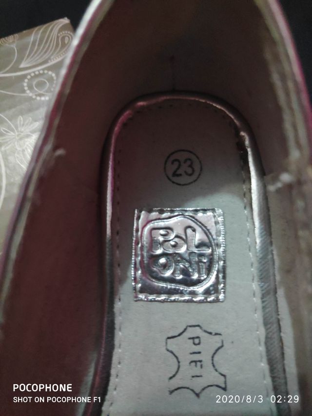 zapatos de niñas color plata número 23