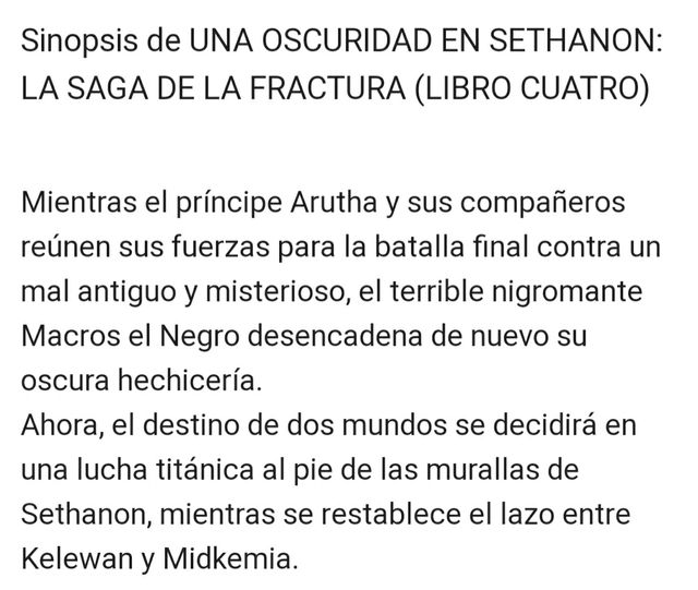 UNA OSCURIDAD EN SETHANON - LA SAGA DE LA FRACTURA